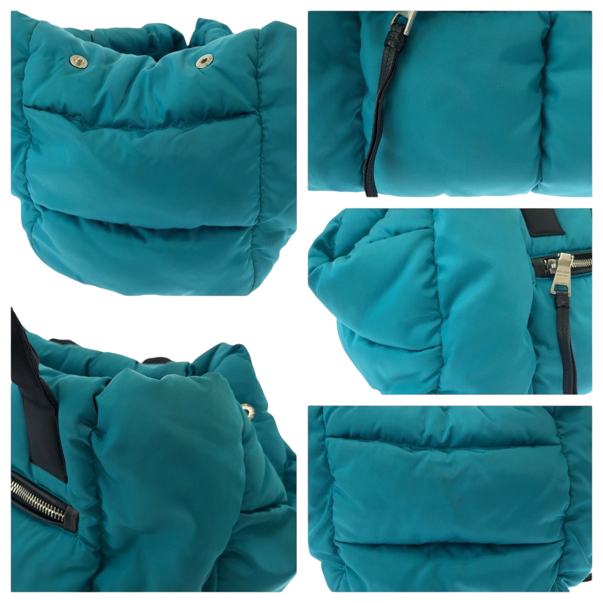 19289
PRADA プラダ テスート ボンバー 三角ロゴプレート ターコイズ ブラック シルバー金具 ナイロン BN2635 ショルダーバッグ トートバッグ 2way  レディース ABP96