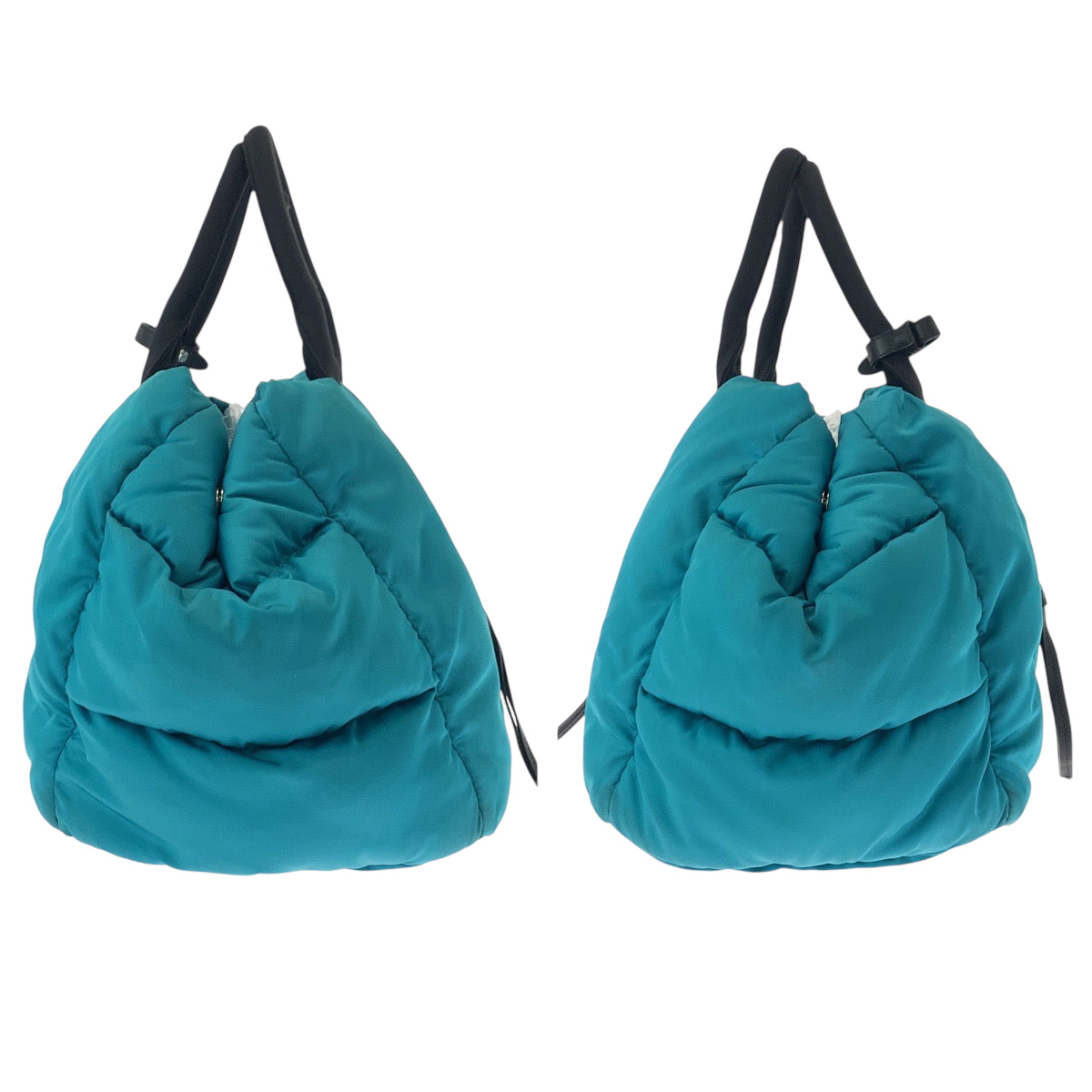 19289
PRADA プラダ テスート ボンバー 三角ロゴプレート ターコイズ ブラック シルバー金具 ナイロン BN2635 ショルダーバッグ トートバッグ 2way  レディース ABP96