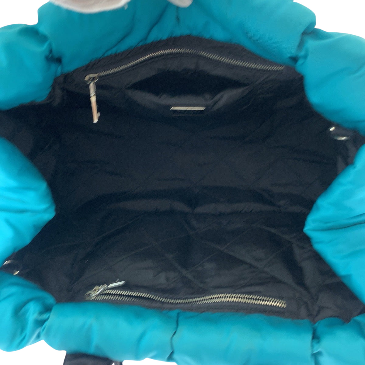 19289
PRADA プラダ テスート ボンバー 三角ロゴプレート ターコイズ ブラック シルバー金具 ナイロン BN2635 ショルダーバッグ トートバッグ 2way  レディース ABP96