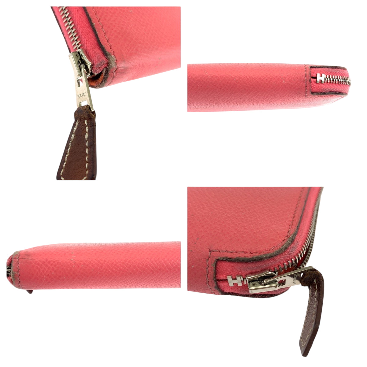 19290
HERMES エルメス アザップロング シルクイン ピンク ブラウン シルバー金具 ヴォーエプソン 長財布 ラウンドファスナー X刻印 レディース AB36