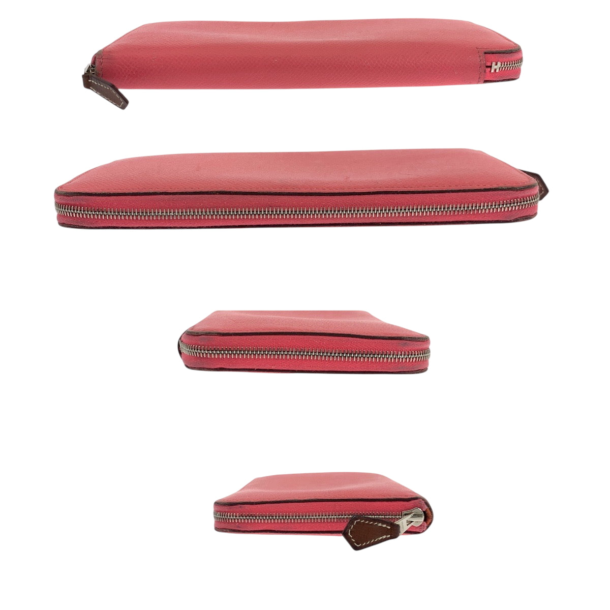 19290
HERMES エルメス アザップロング シルクイン ピンク ブラウン シルバー金具 ヴォーエプソン 長財布 ラウンドファスナー X刻印 レディース AB36