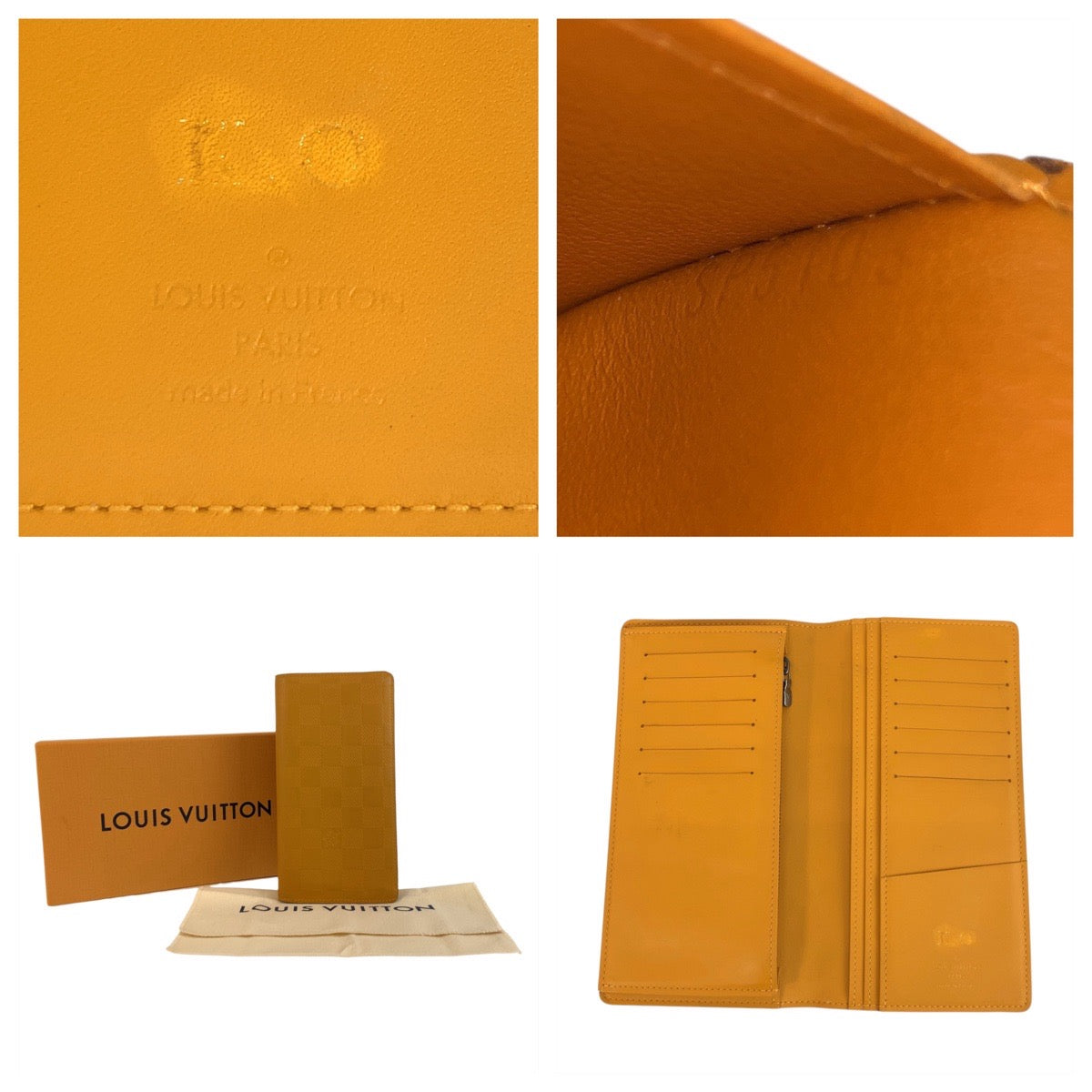 19291
LOUIS VUITTON ルイヴィトン ダミエ アンフィニ ポルトフォイユ ブラザ ソラール イエロー シルバー金具 レザー N63146 長財布 ロングウォレット メンズ ABP25