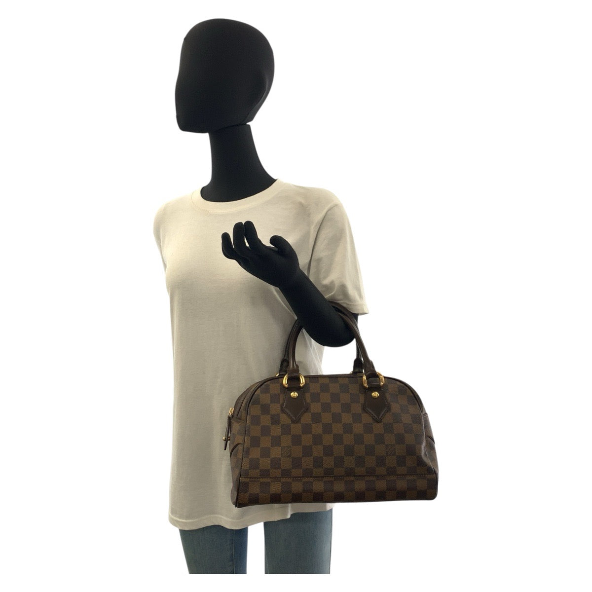 19292
LOUIS VUITTON ルイヴィトン ダミエ ドゥオモ ブラウン ゴールド金具 PVC N60008 ハンドバッグ  レディース ABP64