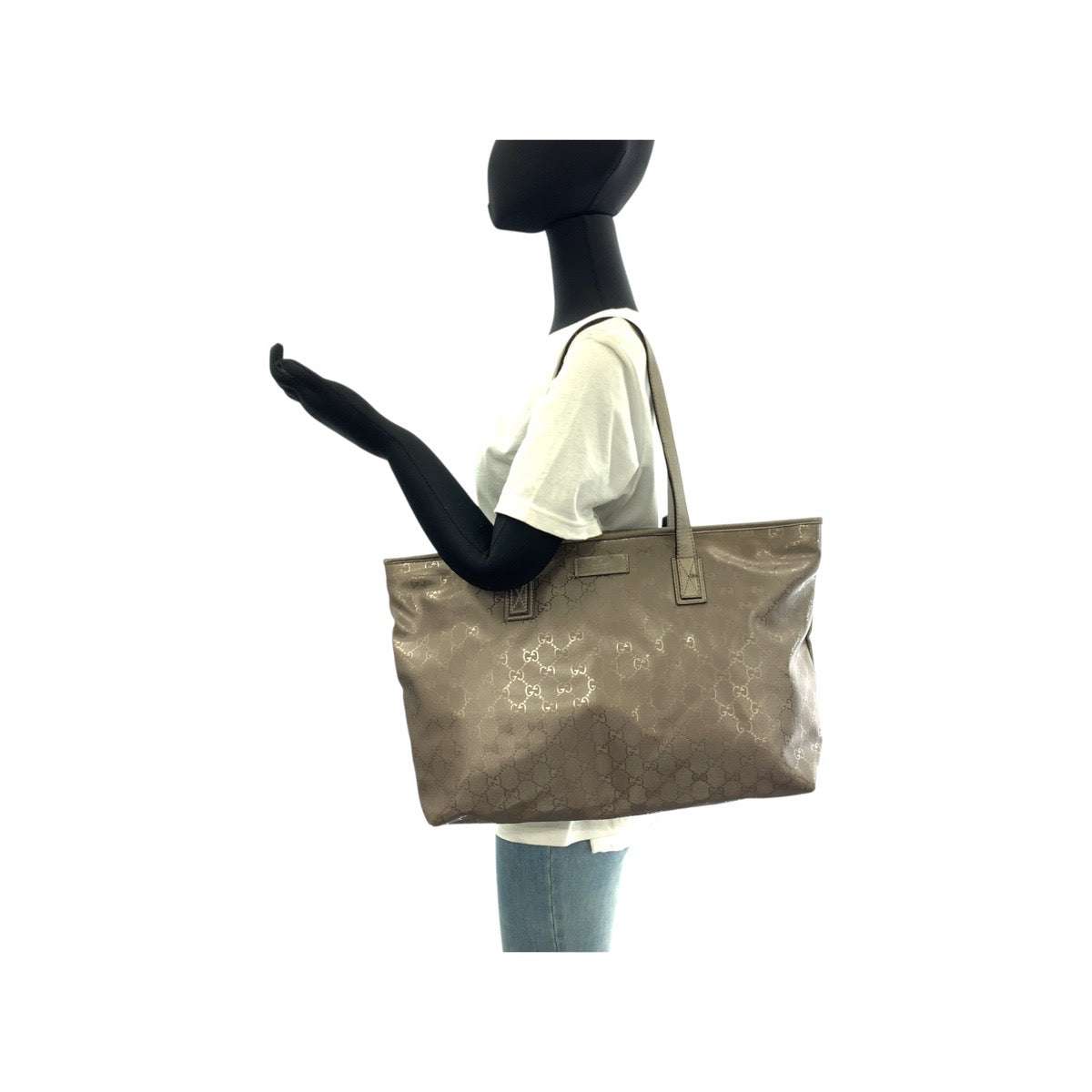 19293
GUCCI グッチ GGインプリメ ブロンズ ブラウン シルバー金具 PVC / パテントレザー 211137 トートバッグ ショルダーバッグ  レディース AB20