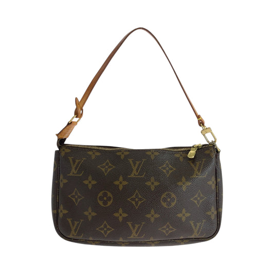 19296
LOUIS VUITTON ルイヴィトン モノグラム ポシェット アクセソワール ブラウン ゴールド金具 PVC M51980 ハンドバッグ アクセサリーポーチ レディース AB56