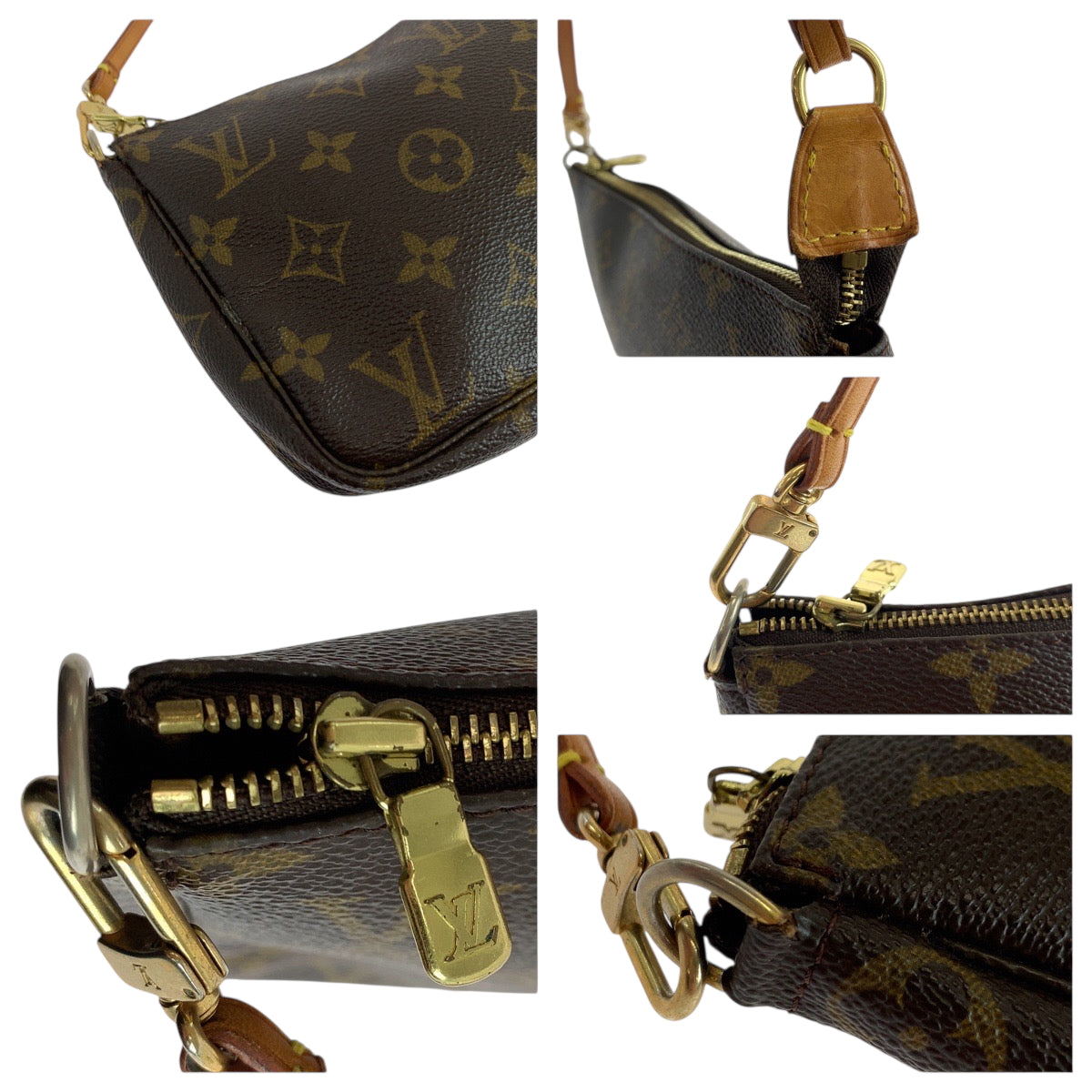 19296
LOUIS VUITTON ルイヴィトン モノグラム ポシェット アクセソワール ブラウン ゴールド金具 PVC M51980 ハンドバッグ アクセサリーポーチ レディース AB56