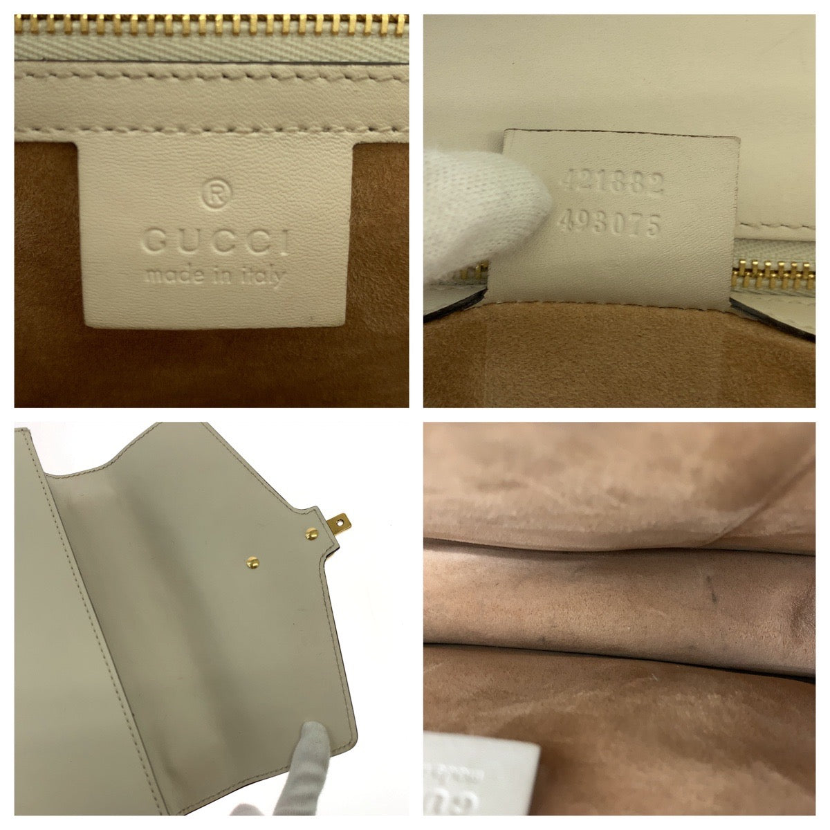 19307
GUCCI グッチ シェリーライン シルヴィ アイボリー ゴールド金具 カーフ 421882 ショルダーバッグ ハンドバッグ  レディース AB57