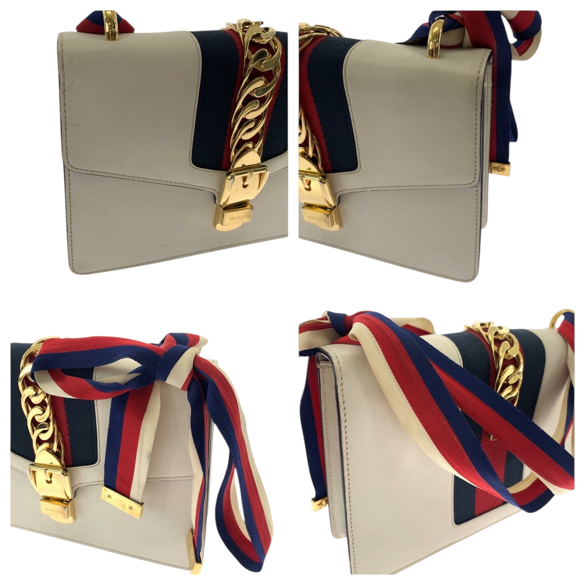 19307
GUCCI グッチ シェリーライン シルヴィ アイボリー ゴールド金具 カーフ 421882 ショルダーバッグ ハンドバッグ  レディース AB57