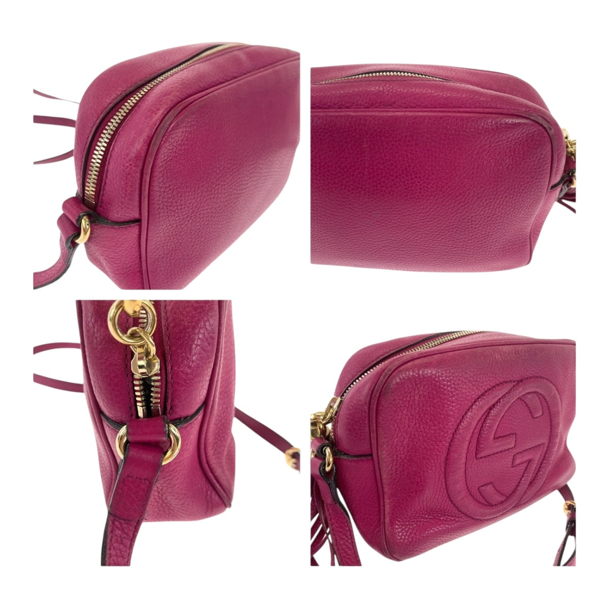 19310
GUCCI グッチ ソーホー パープル ゴールド金具 レザー 308364 ショルダーバッグ ポシェット レディース AB43
