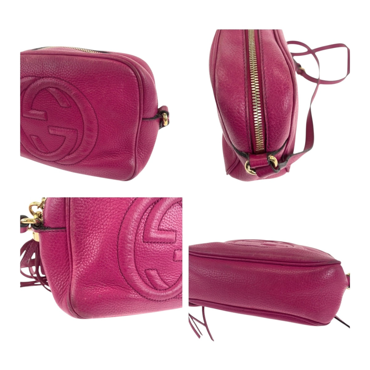 19310
GUCCI グッチ ソーホー パープル ゴールド金具 レザー 308364 ショルダーバッグ ポシェット レディース AB43