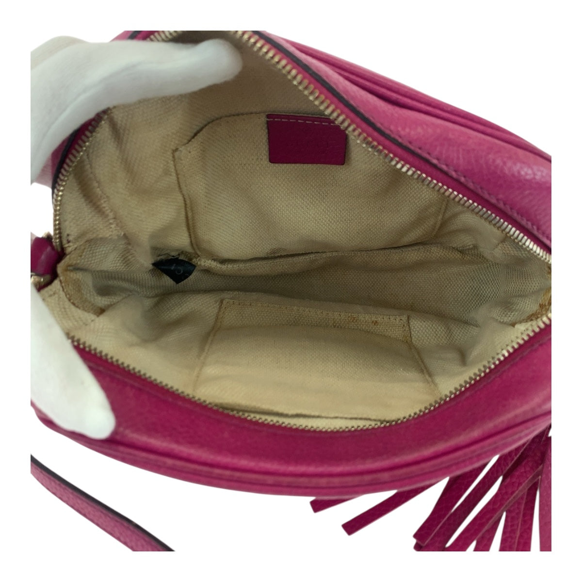 19310
GUCCI グッチ ソーホー パープル ゴールド金具 レザー 308364 ショルダーバッグ ポシェット レディース AB43