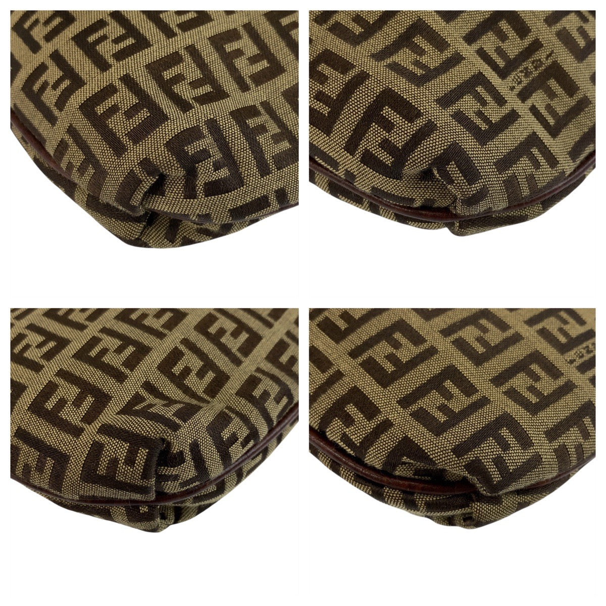 19313
FENDI フェンディ ズッキーノ ベージュ ブラウン ゴールド金具 キャンバス / レザー 8BT075 ショルダーバッグ ポシェット レディース AB41