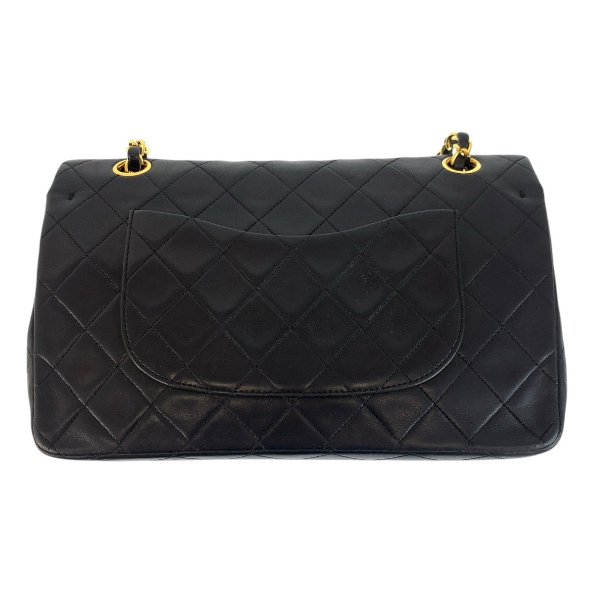 19314
CHANEL シャネル ヴィンテージ マトラッセ25 ダブルフラップ ココマーク ターンロック ブラック 黒 ゴールド金具 ラムスキン チェーンショルダーバッグ  レディース AB350