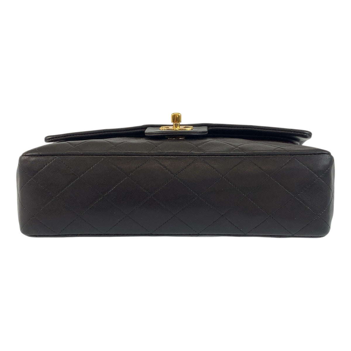 19314
CHANEL シャネル ヴィンテージ マトラッセ25 ダブルフラップ ココマーク ターンロック ブラック 黒 ゴールド金具 ラムスキン チェーンショルダーバッグ  レディース AB350