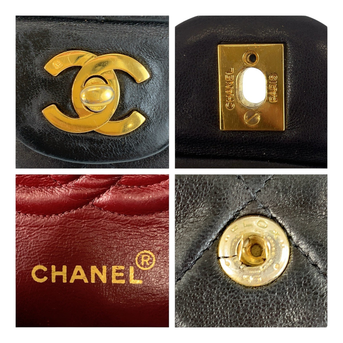 19314
CHANEL シャネル ヴィンテージ マトラッセ25 ダブルフラップ ココマーク ターンロック ブラック 黒 ゴールド金具 ラムスキン チェーンショルダーバッグ  レディース AB350