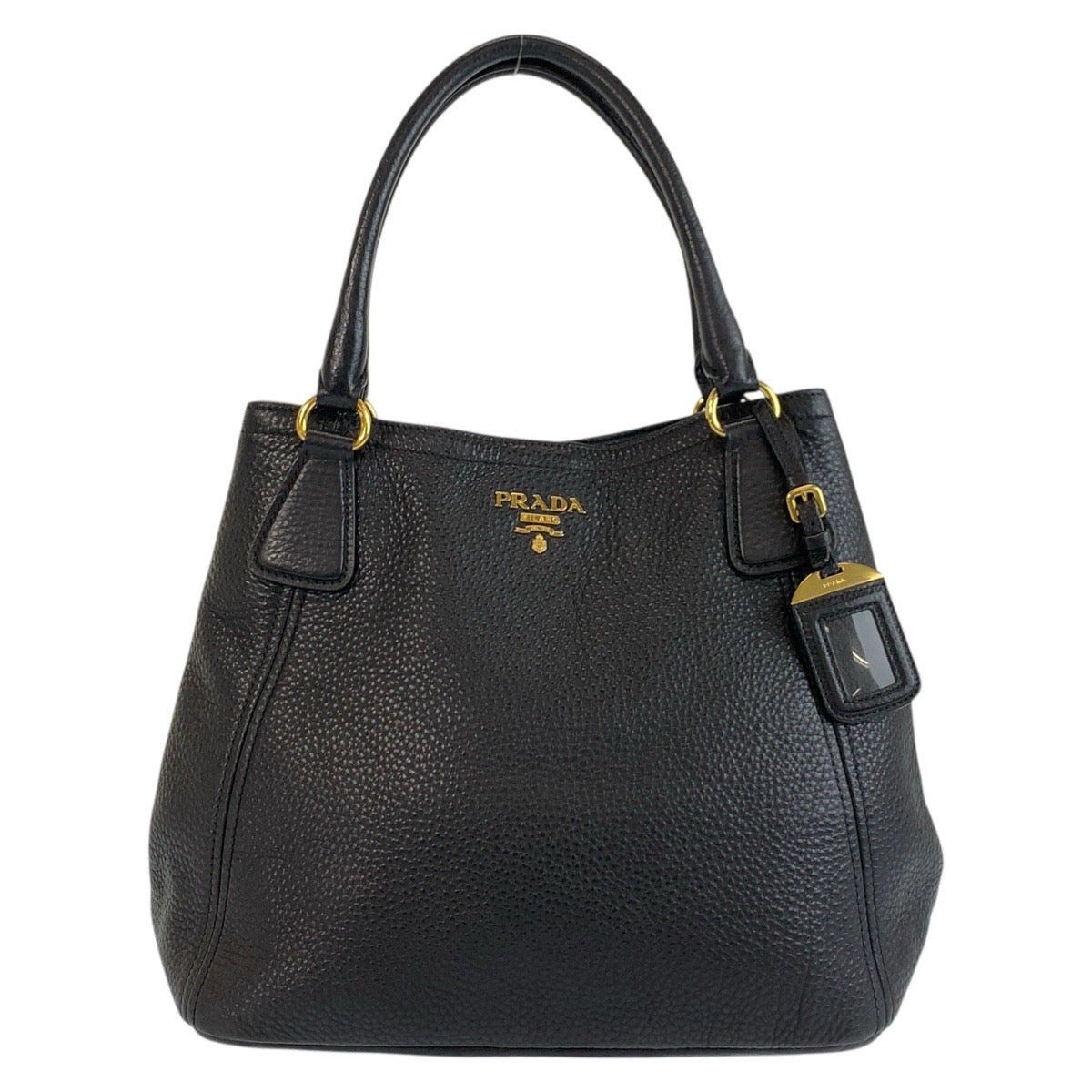 19315
PRADA プラダ ヴィッテロダイノ ブラック 黒 ゴールド金具 レザー トートバッグ ショルダーバッグ  レディース ABP66