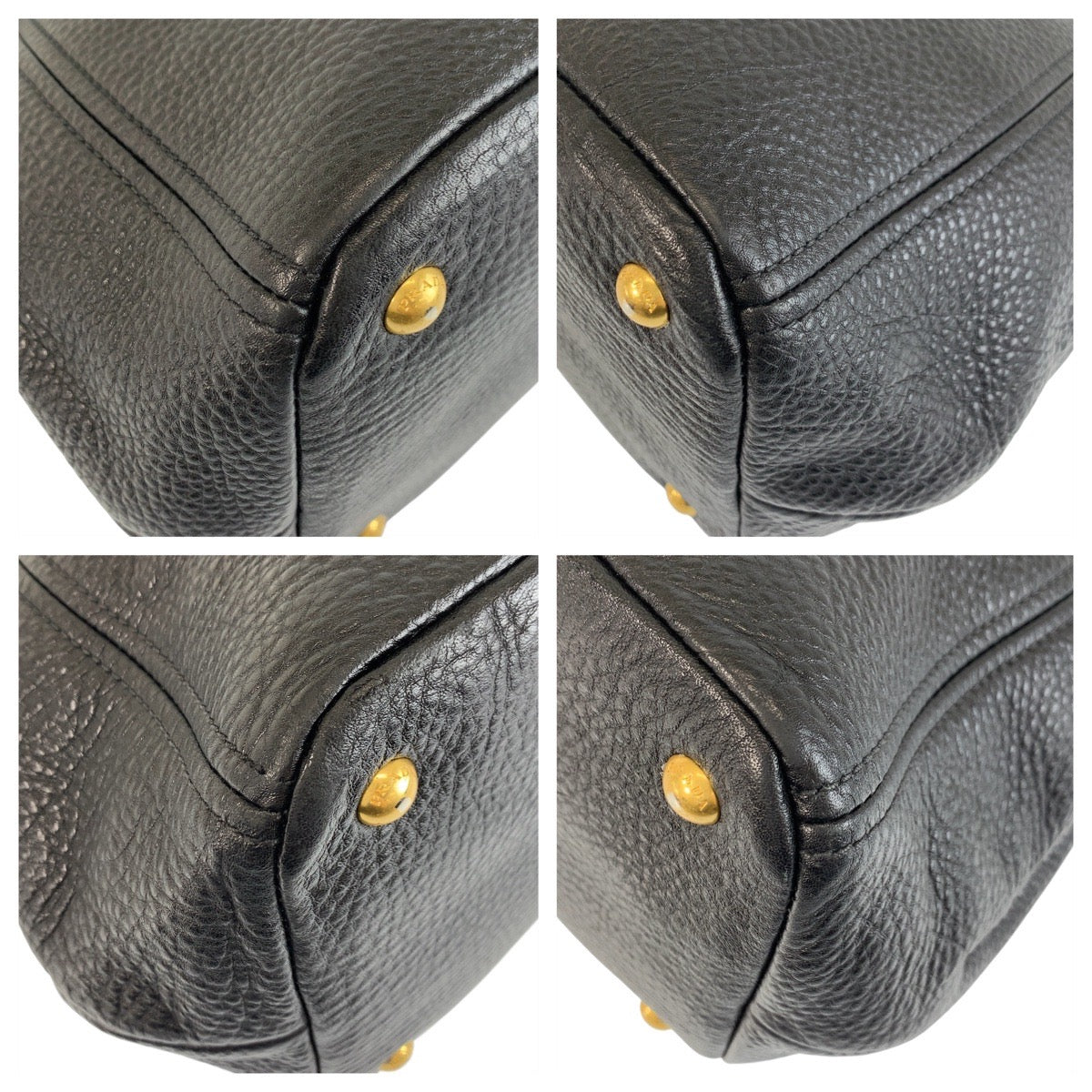 19315
PRADA プラダ ヴィッテロダイノ ブラック 黒 ゴールド金具 レザー トートバッグ ショルダーバッグ  レディース ABP66
