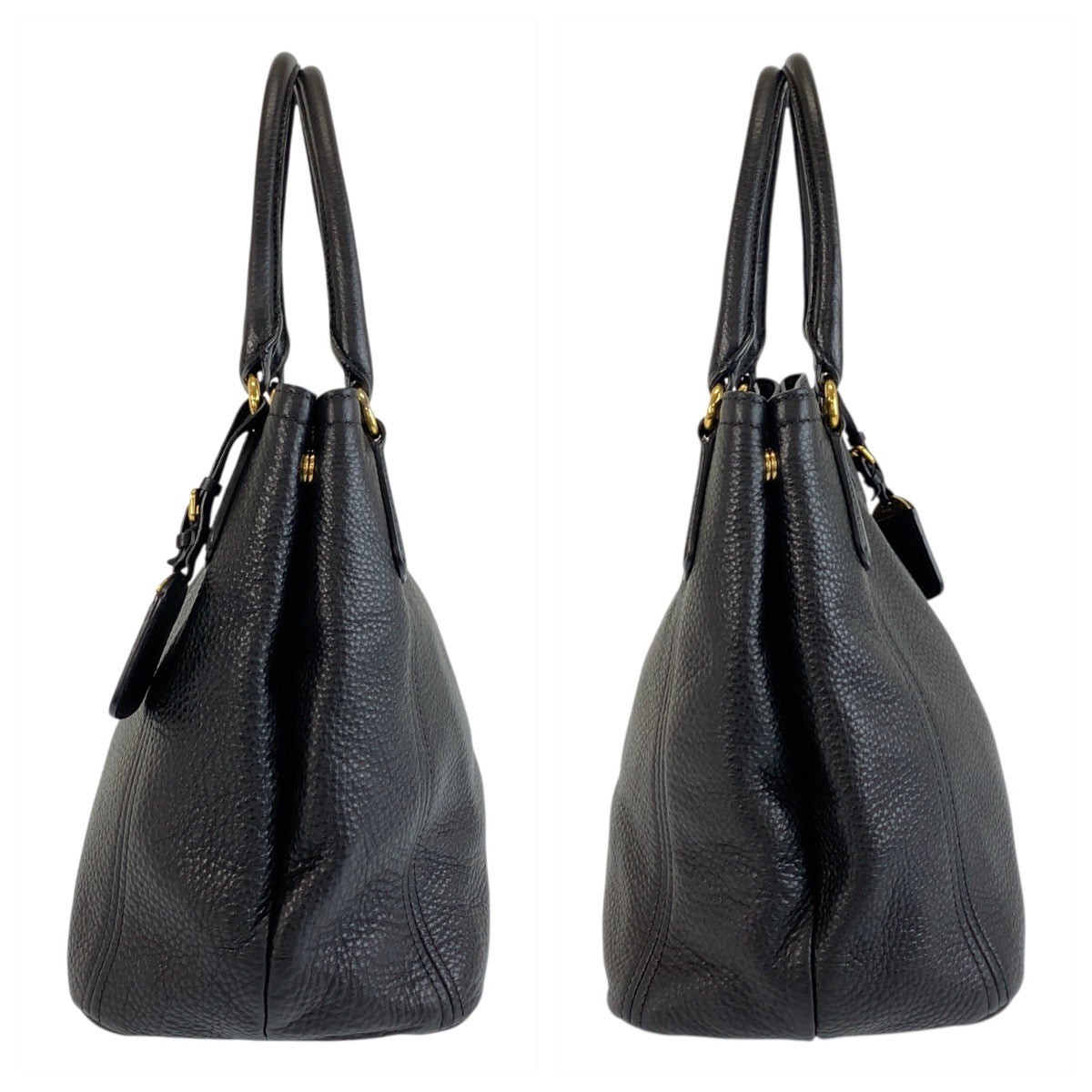19315
PRADA プラダ ヴィッテロダイノ ブラック 黒 ゴールド金具 レザー トートバッグ ショルダーバッグ  レディース ABP66