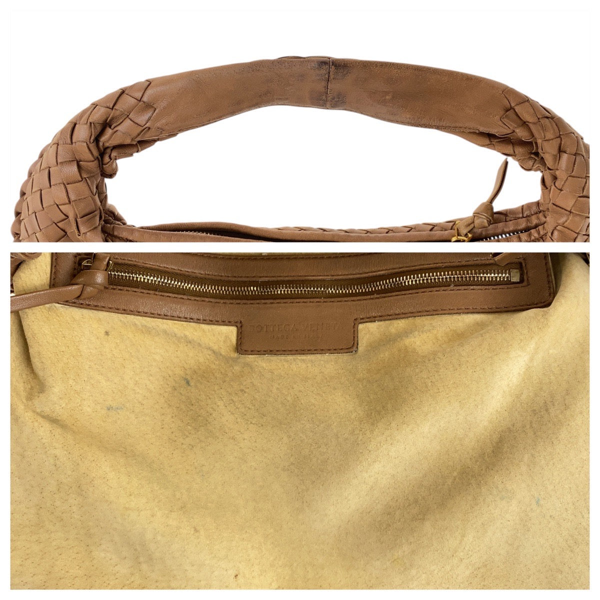 19316
BOTTEGAVENETA ボッテガヴェネタ イントレチャート ブラウン ゴールド金具 レザー V0013 ホーボー ショルダーバッグ  レディース ABP96