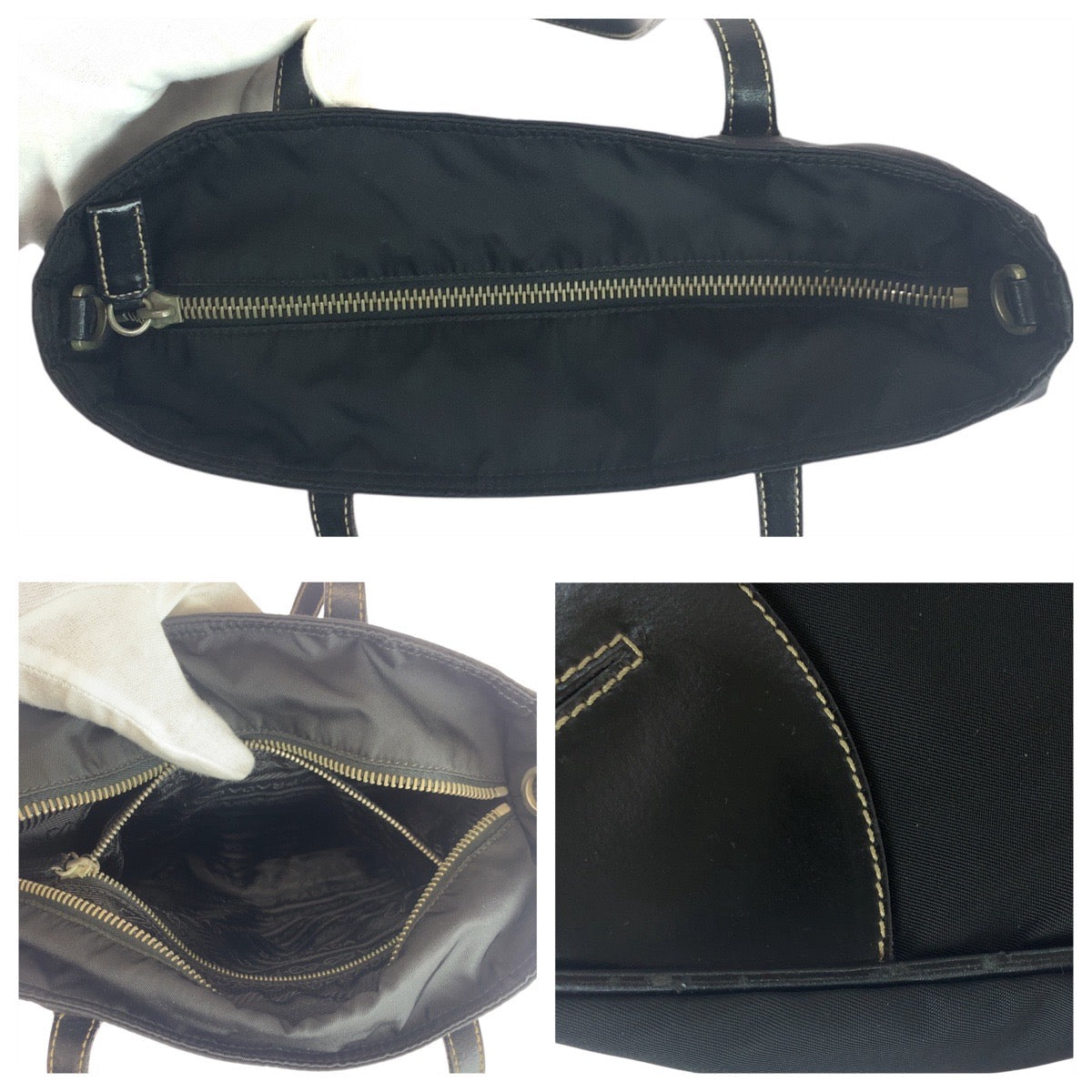 19319
PRADA プラダ テスート 三角ロゴプレート ブラック 黒 シルバー金具 ナイロン / レザー トートバッグ ショルダーバッグ  レディース ABP34