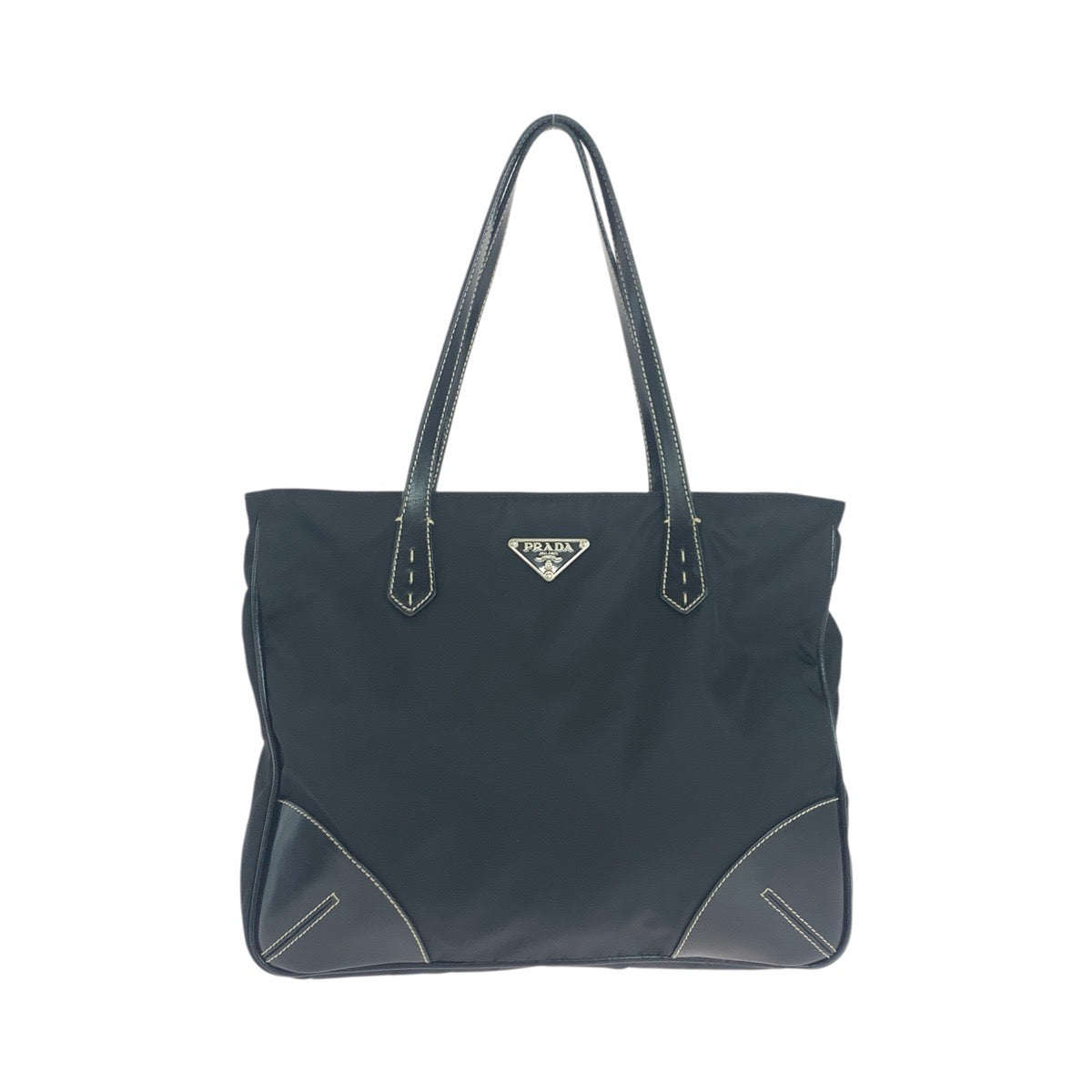 19319
PRADA プラダ テスート 三角ロゴプレート ブラック 黒 シルバー金具 ナイロン / レザー トートバッグ ショルダーバッグ  レディース ABP34