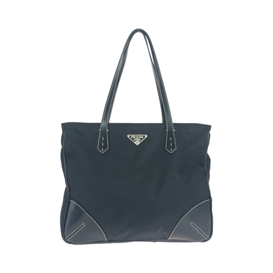 19319
PRADA プラダ テスート 三角ロゴプレート ブラック 黒 シルバー金具 ナイロン / レザー トートバッグ ショルダーバッグ  レディース ABP34