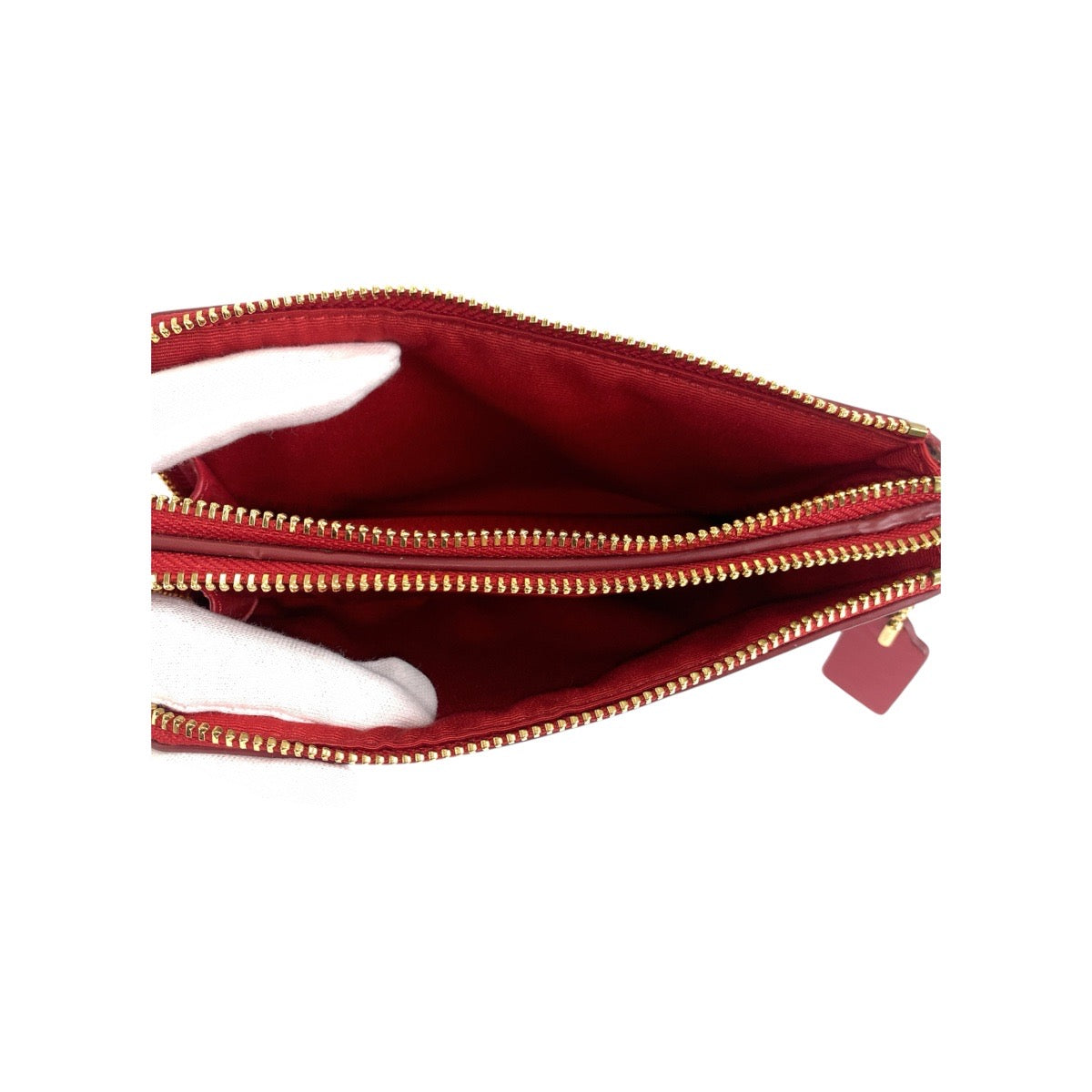 19324
COACH コーチ シグネチャー ブラウン レッド ゴールド金具 PVC / レザー F87591 ポーチ 小物入れ  レディース A2