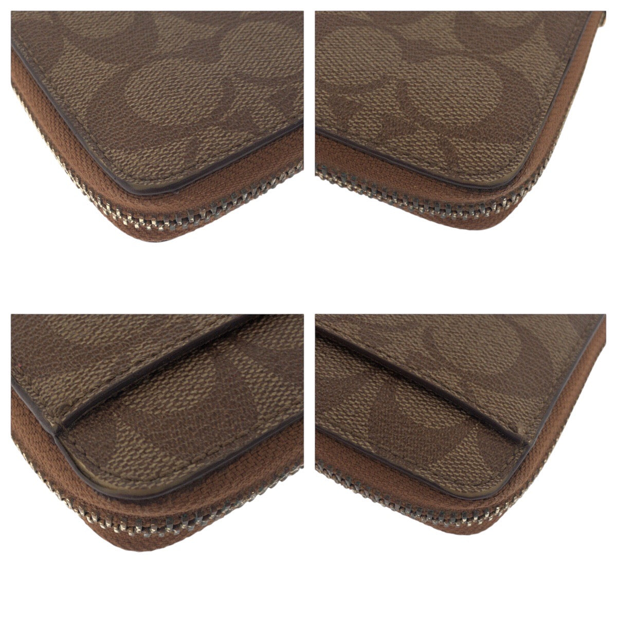 19327
COACH コーチ シグネチャー ブラウン ゴールド金具 PVC 長財布 ロングウォレット  レディース B1