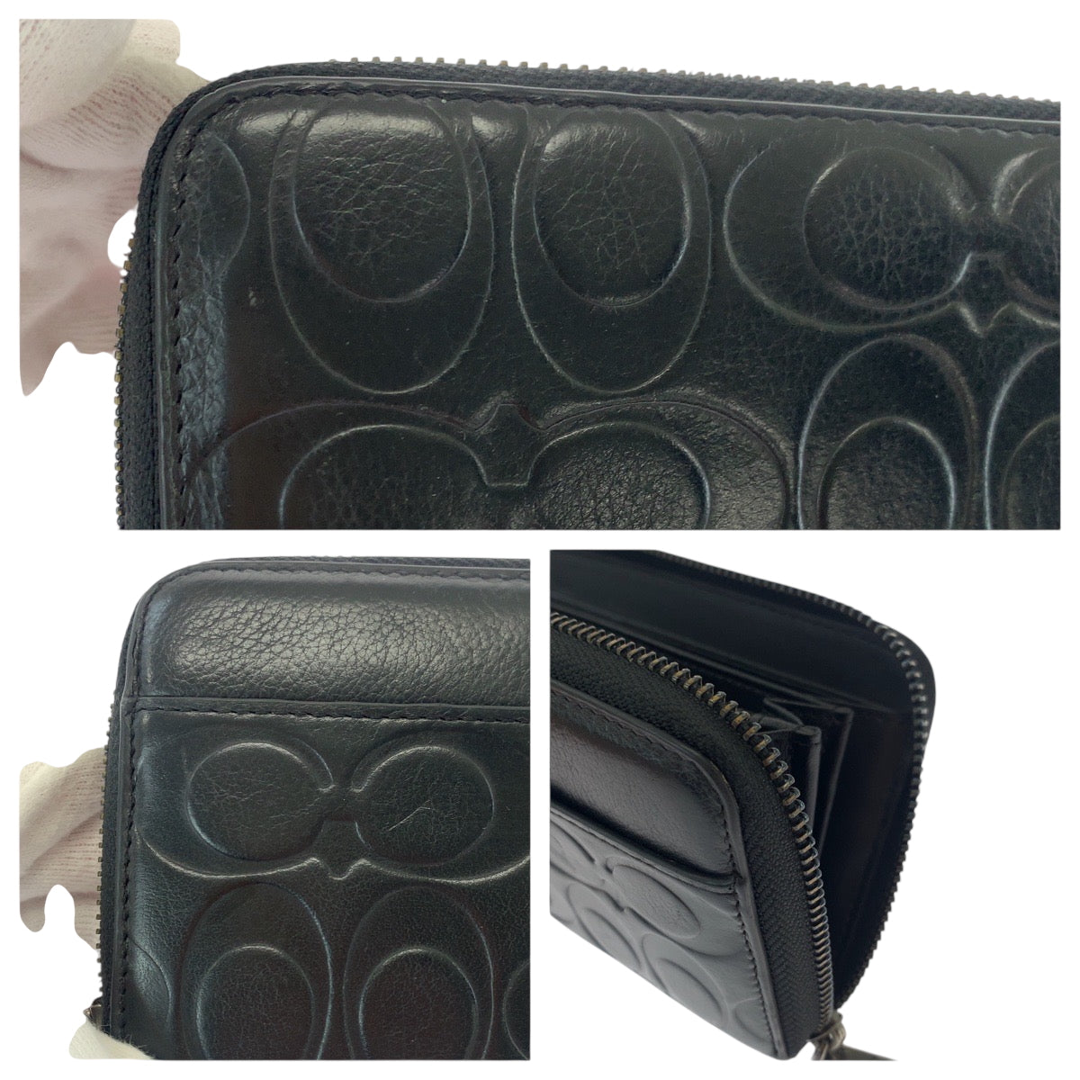 19332
COACH コーチ シグネチャー ブラック 黒 シルバー金具 レザー F74999 長財布 ラウンドファスナー  メンズ ABP2