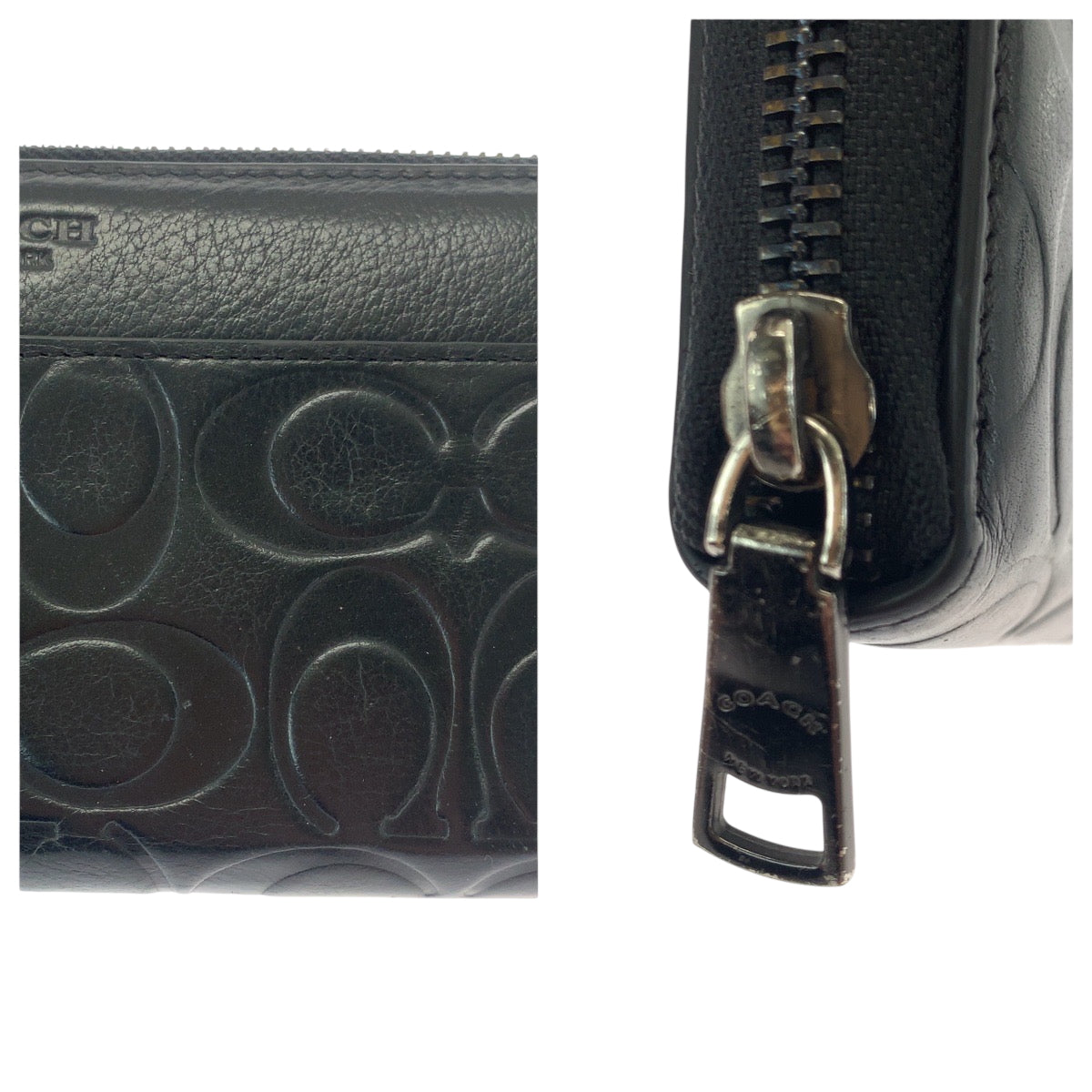 19332
COACH コーチ シグネチャー ブラック 黒 シルバー金具 レザー F74999 長財布 ラウンドファスナー  メンズ ABP2