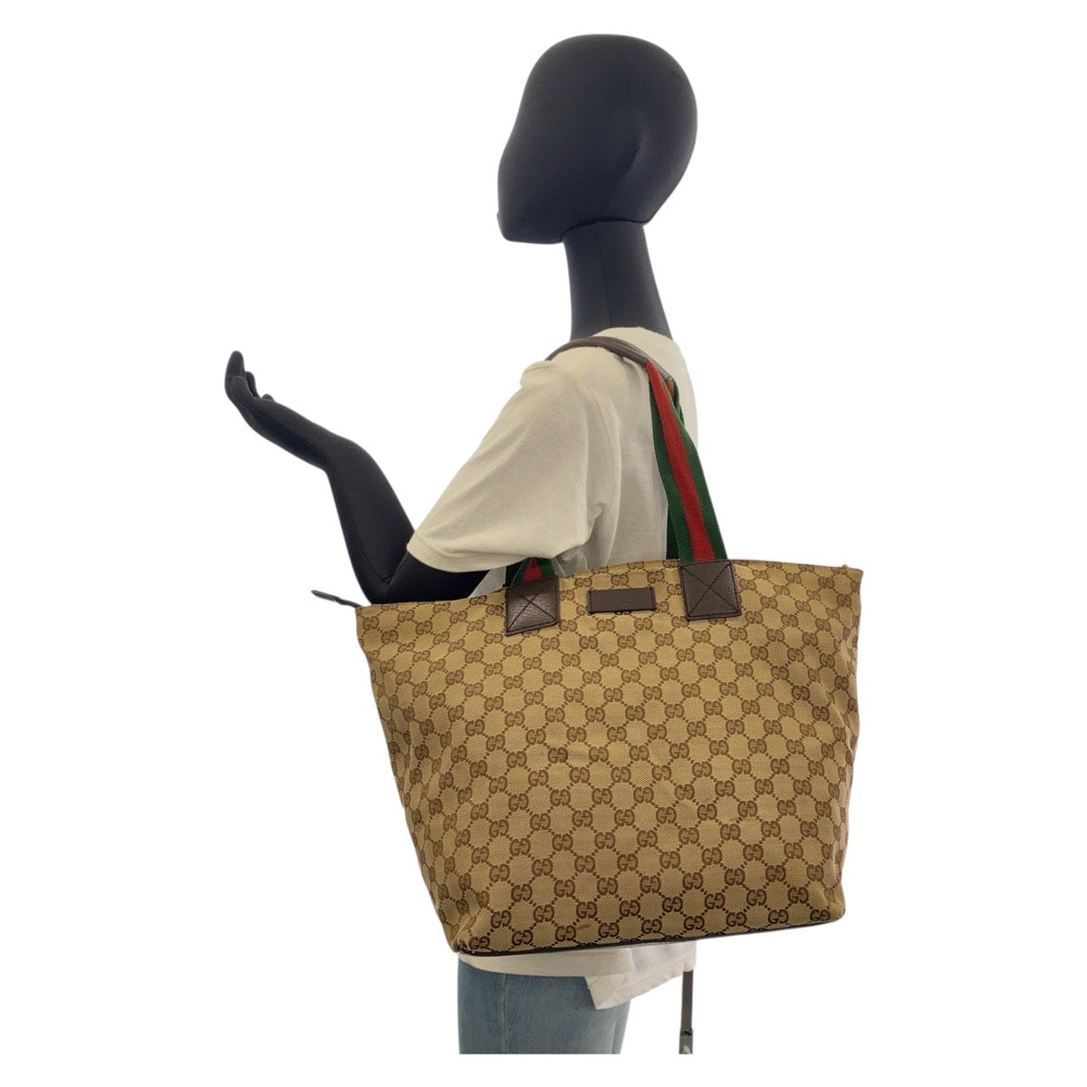 19335
GUCCI グッチ シェリーライン ベージュ ブラウン GGキャンバス / レザー 131231 トートバッグ ショルダーバッグ レディース AB27