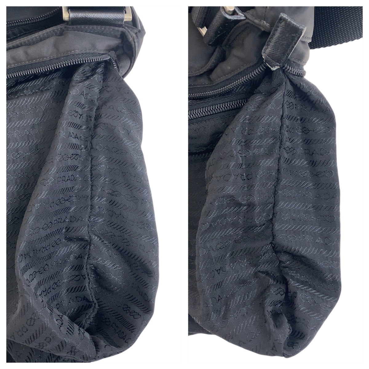 19336
PRADA プラダ テスート 三角ロゴプレート ブラック 黒 シルバー金具 ナイロン / レザー ショルダーバッグ ポシェット  レディース ABP38