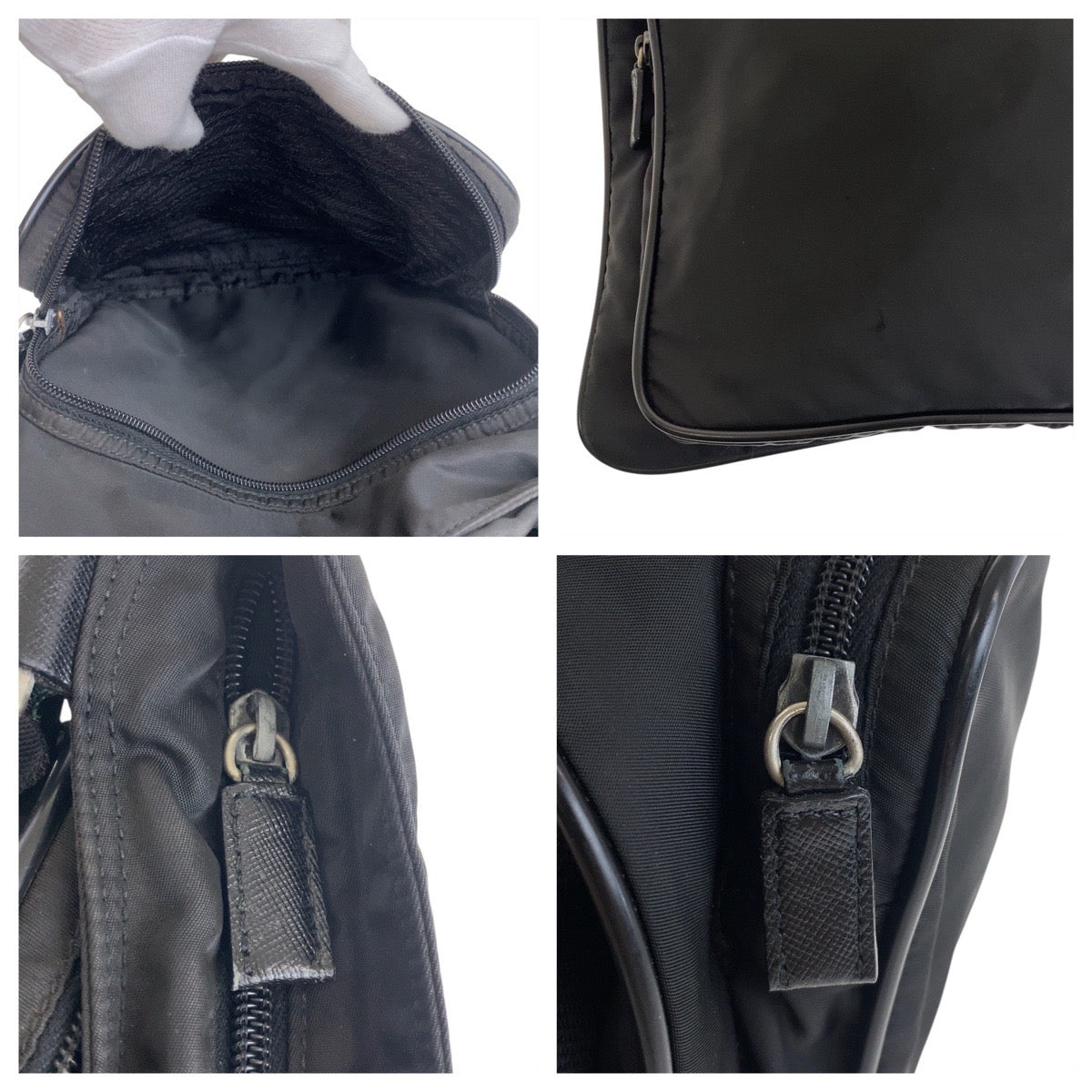 19336
PRADA プラダ テスート 三角ロゴプレート ブラック 黒 シルバー金具 ナイロン / レザー ショルダーバッグ ポシェット  レディース ABP38