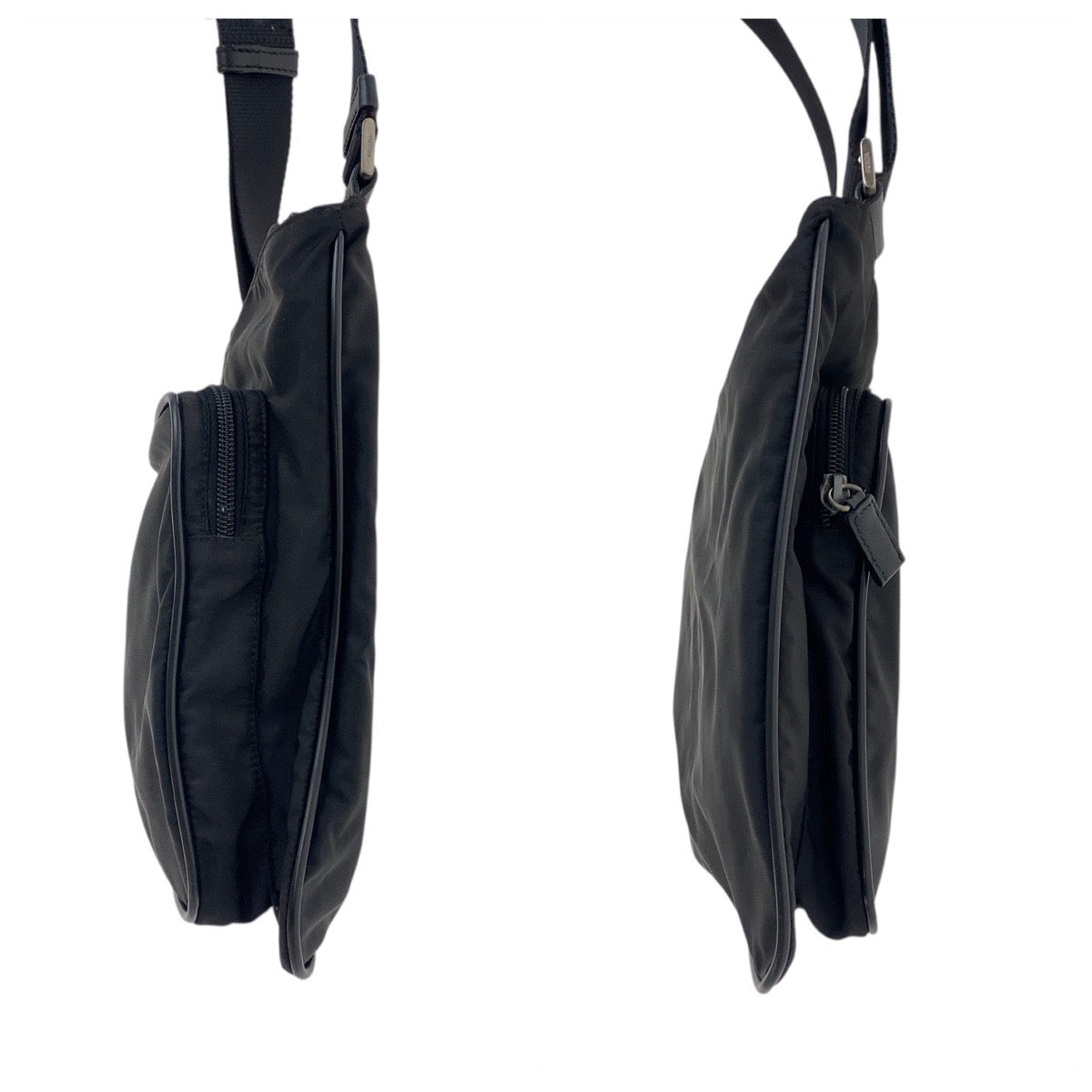 19336
PRADA プラダ テスート 三角ロゴプレート ブラック 黒 シルバー金具 ナイロン / レザー ショルダーバッグ ポシェット  レディース ABP38