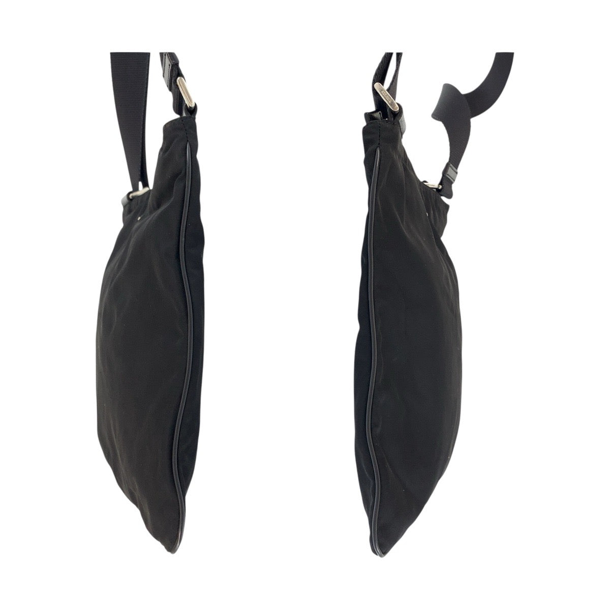 19339
PRADA プラダ テスート 三角ロゴプレート 男女兼用 ブラック 黒 シルバー金具 ナイロン ショルダーバッグ ポシェット  レディース AB38