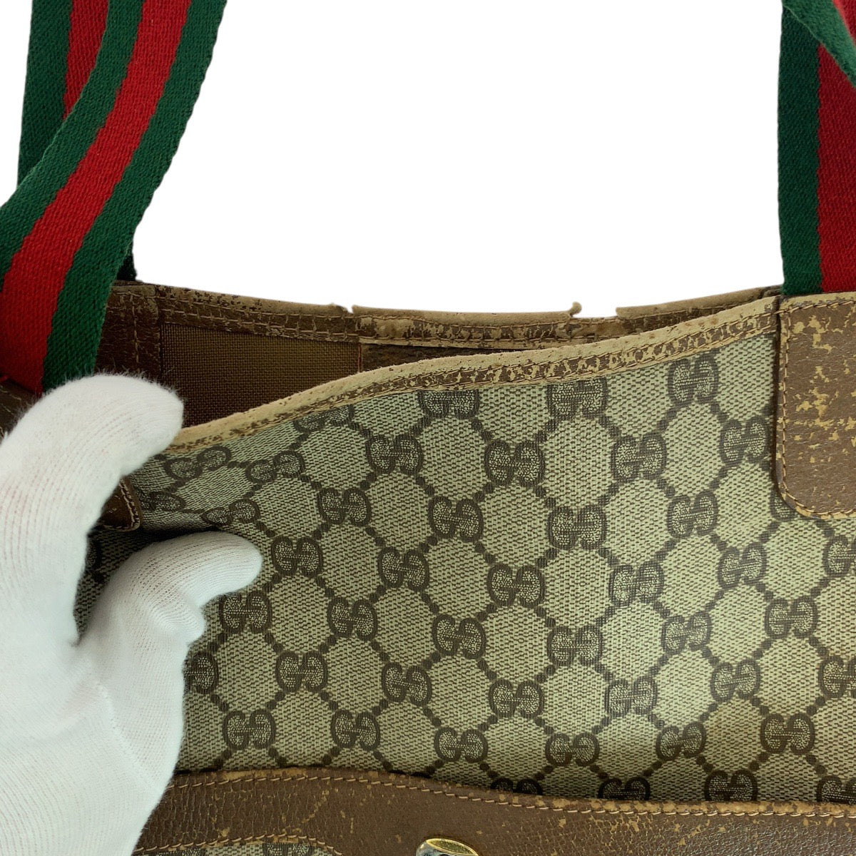 19340
GUCCI グッチ ヴィンテージ オールドグッチ シェリーライン ブラウン GGスプリームキャンバス / レザー 39 02 003 トートバッグ ショルダーバッグ 男女兼用  レディース AB17