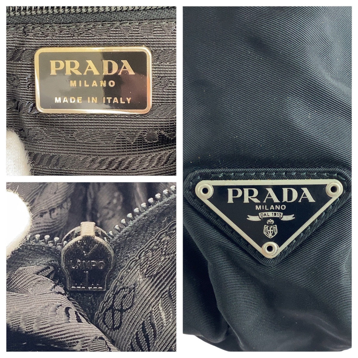 19342
PRADA プラダ テスート 三角ロゴプレート ブラック 黒 シルバー金具 ナイロン ショルダーバッグ  レディース AB31