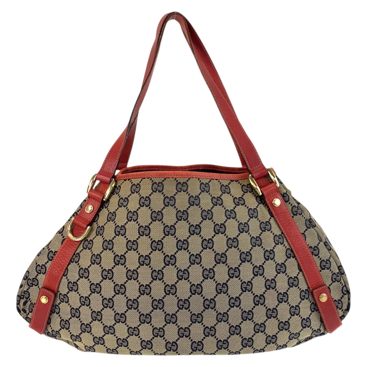 19345
GUCCI グッチ アビー グレー レッド ゴールド金具 GGキャンバス / レザー 130736 トートバッグ ショルダーバッグ  レディース AB20