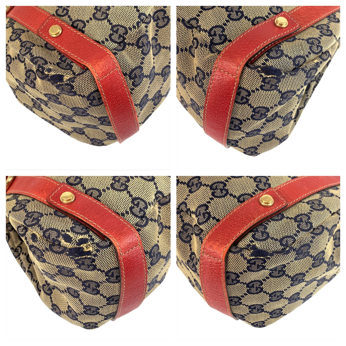 19345
GUCCI グッチ アビー グレー レッド ゴールド金具 GGキャンバス / レザー 130736 トートバッグ ショルダーバッグ  レディース AB20