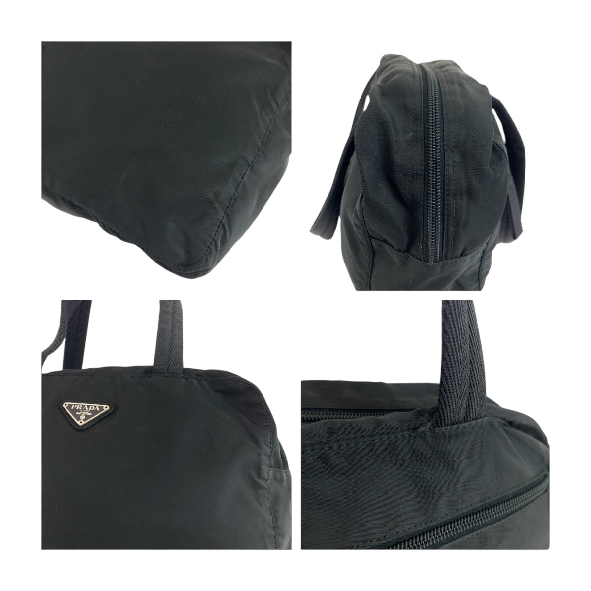 19346
PRADA プラダ テスート 三角ロゴプレート ブラック 黒 シルバー金具 ナイロン ハンドバッグ トートバッグ  レディース ABP20