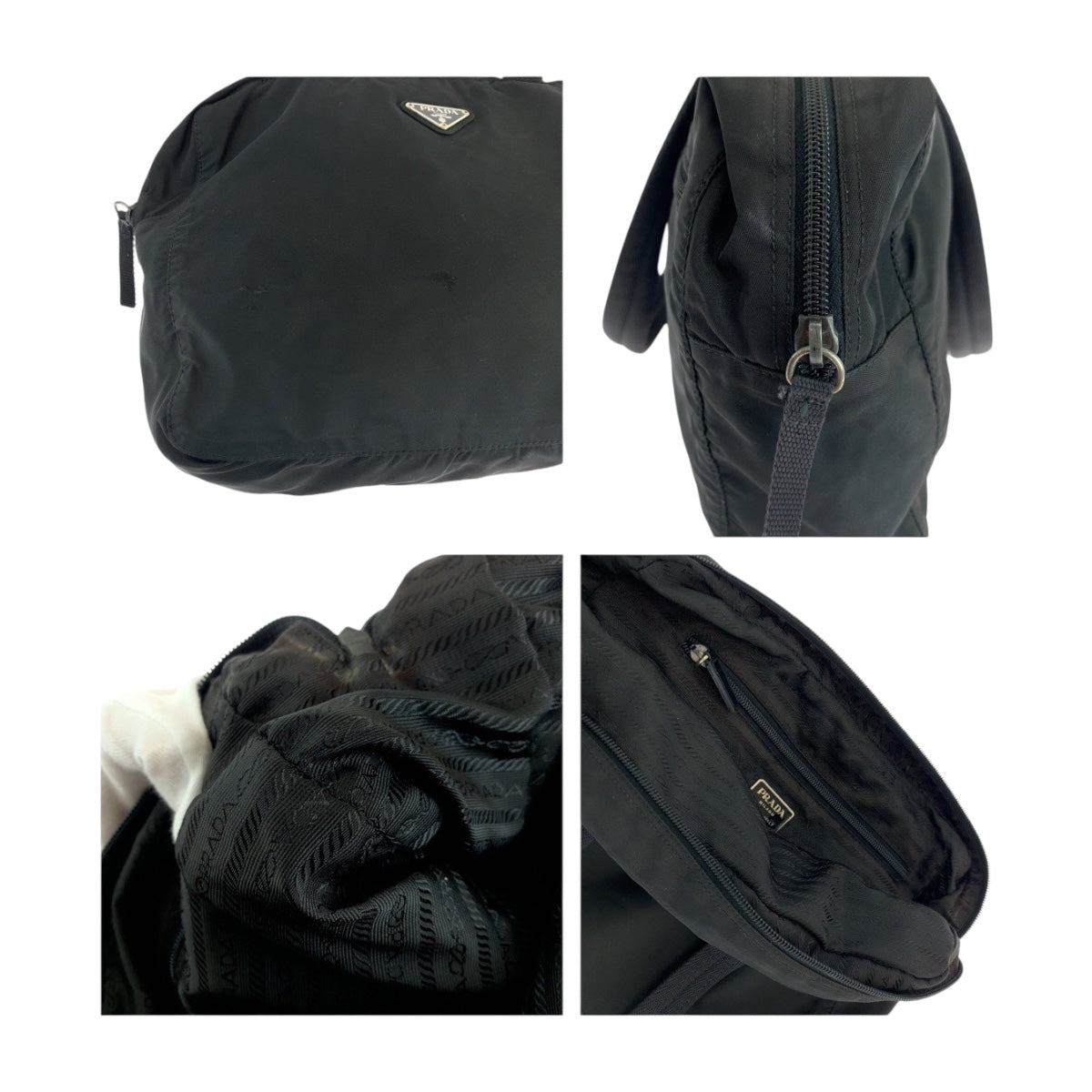 19346
PRADA プラダ テスート 三角ロゴプレート ブラック 黒 シルバー金具 ナイロン ハンドバッグ トートバッグ  レディース ABP20
