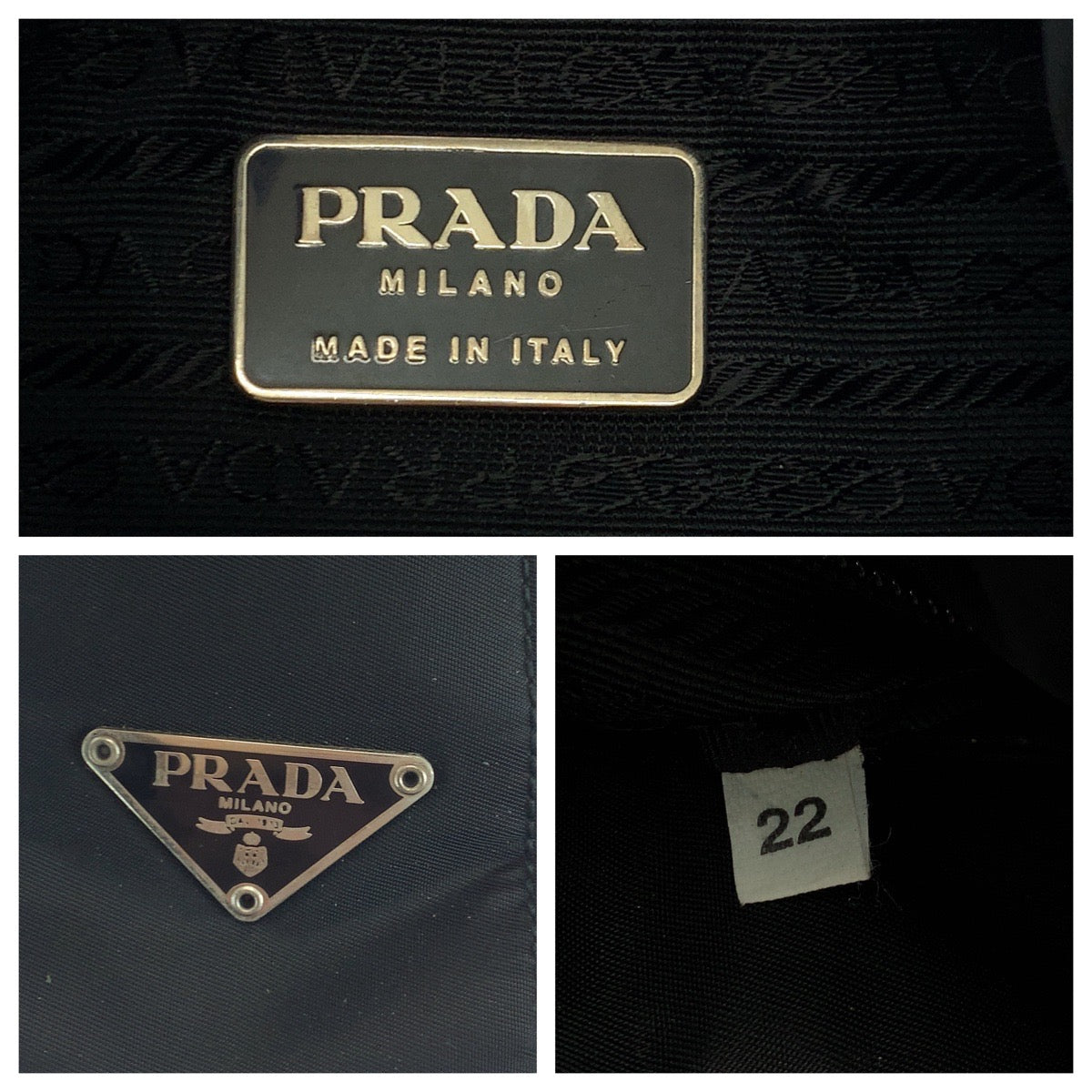 19347
PRADA プラダ テスート 三角ロゴプレート ブラック 黒 シルバー金具 ナイロン / プラスチック ショルダーバッグ 肩掛け  レディース ABP22