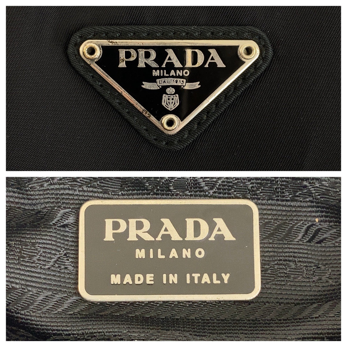 19348
PRADA プラダ テスート 三角ロゴプレート ブラック 黒 シルバー金具 ナイロン トートバッグ ショルダーバッグ  レディース ABP27