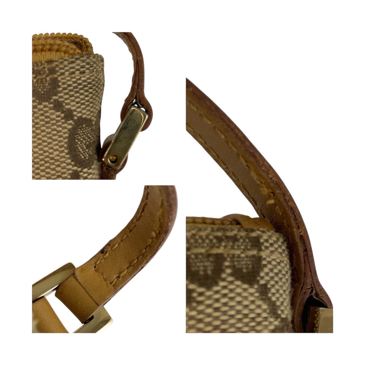 19350
GUCCI グッチ ベージュ ブラウン ゴールド金具 GGキャンバス / レザー 039 1103 ハンドバッグ アクセサリーポーチ レディース ABP38