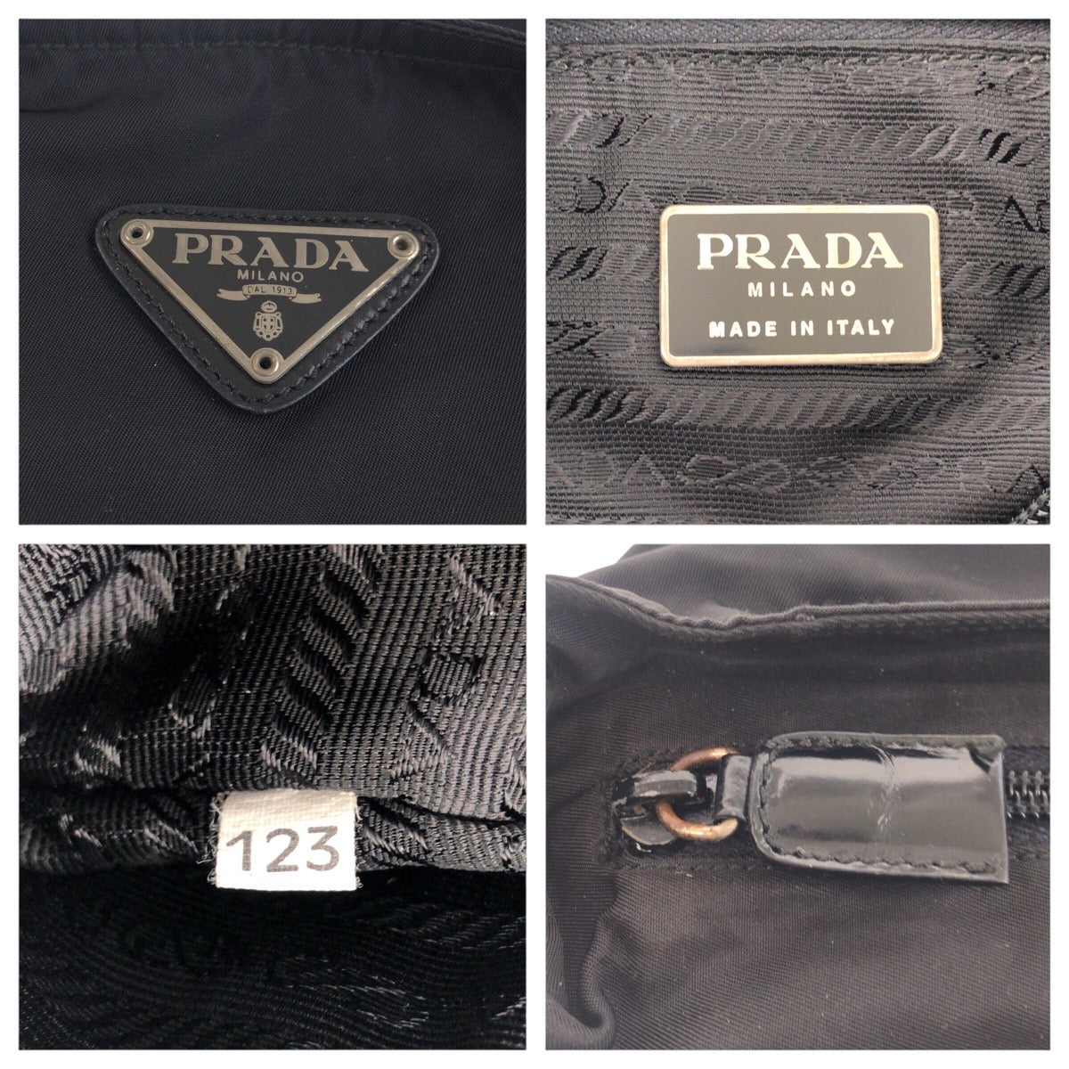 19352
PRADA プラダ テスート 三角ロゴプレート 男女兼用 ブラック 黒 シルバー金具 ナイロン ショルダーバッグ ボディーバッグ  レディース ABP31