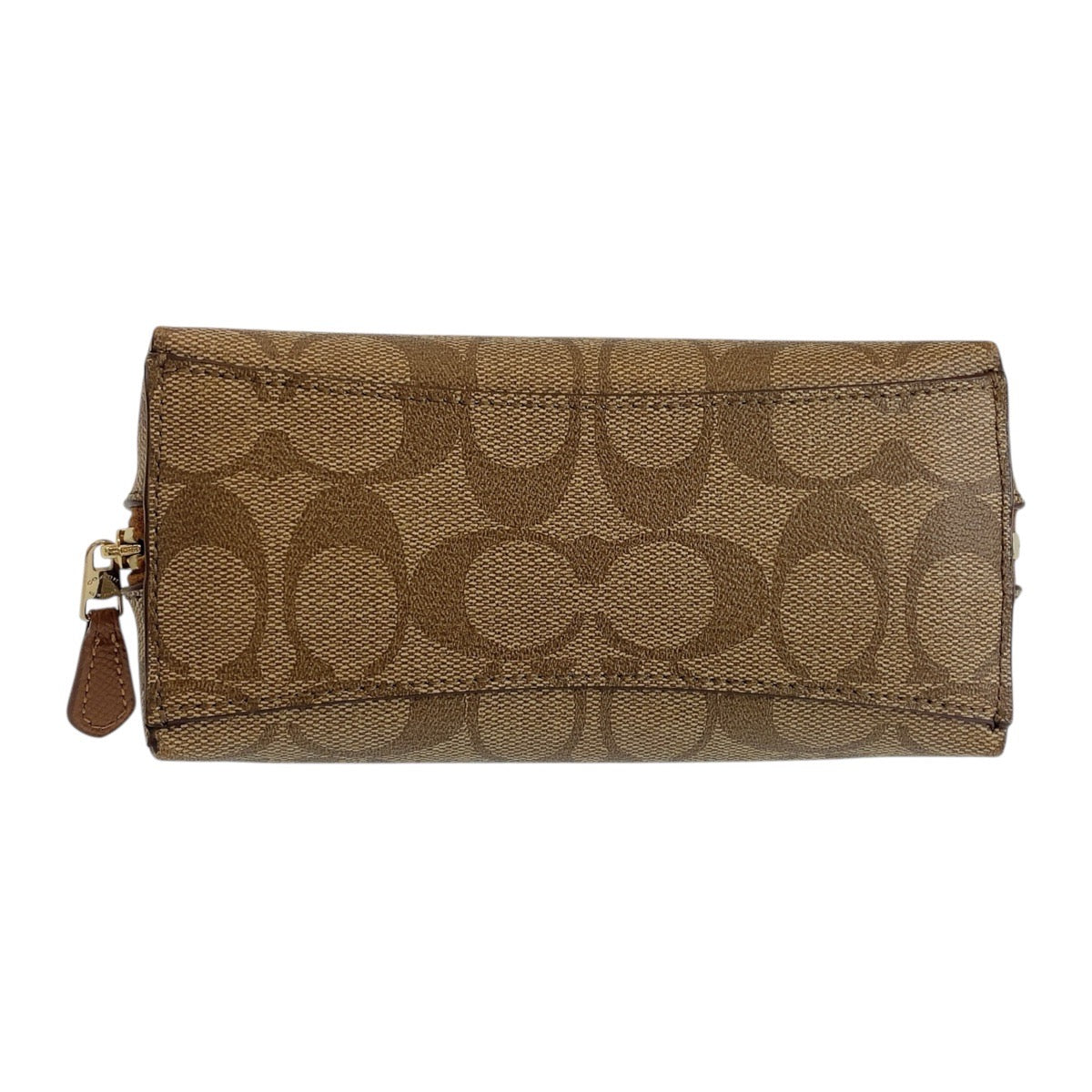 19331
COACH コーチ シグネチャー ベージュ キャメル ゴールド金具 PVC F53385 ポーチ 化粧ポーチ  レディース A1