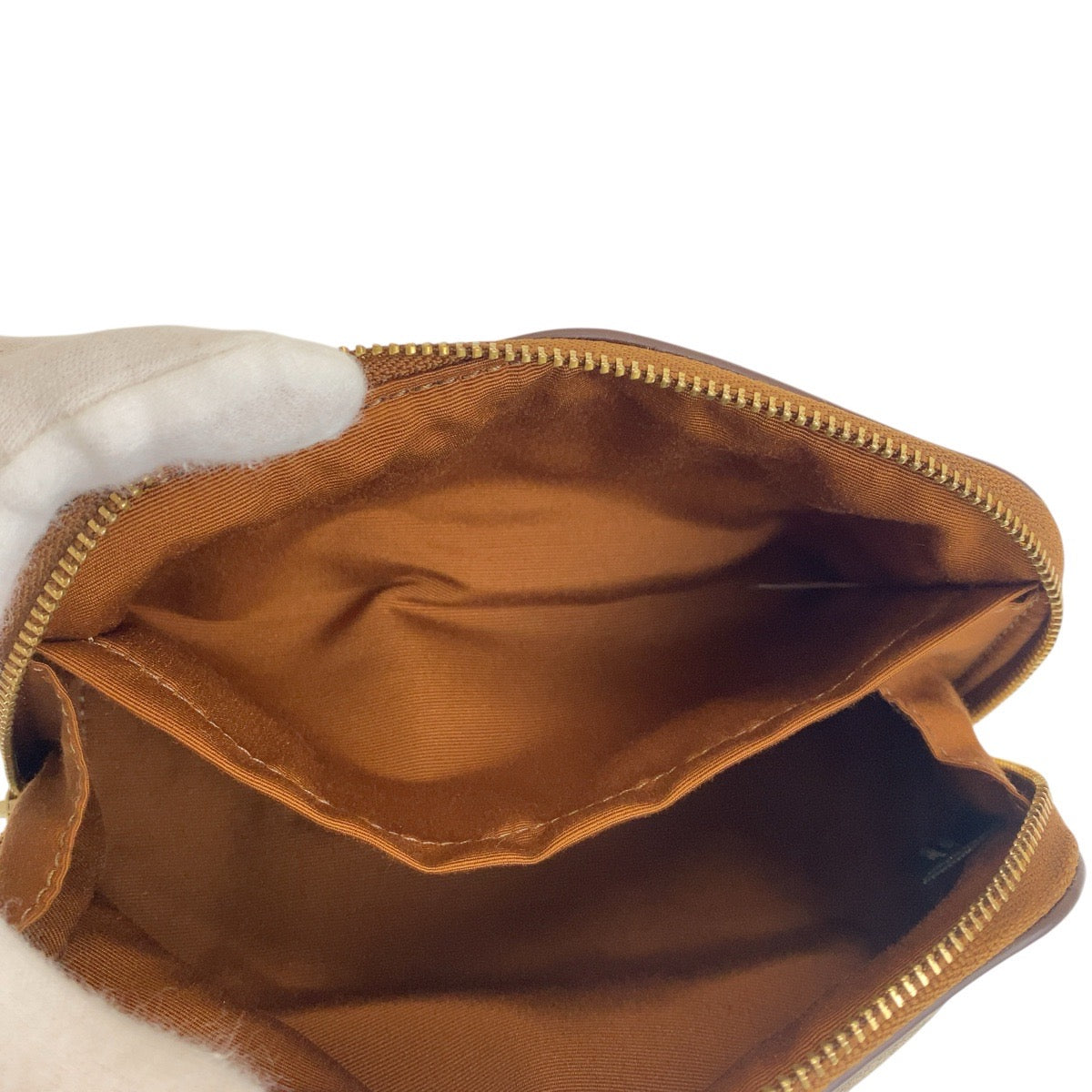 19331
COACH コーチ シグネチャー ベージュ キャメル ゴールド金具 PVC F53385 ポーチ 化粧ポーチ  レディース A1