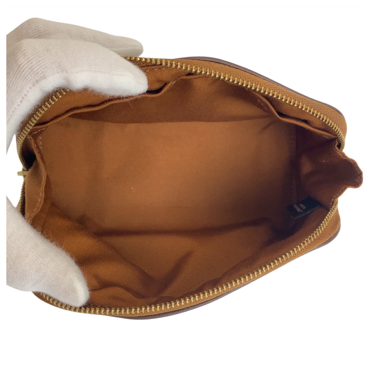 19331
COACH コーチ シグネチャー ベージュ キャメル ゴールド金具 PVC F53385 ポーチ 化粧ポーチ  レディース A1