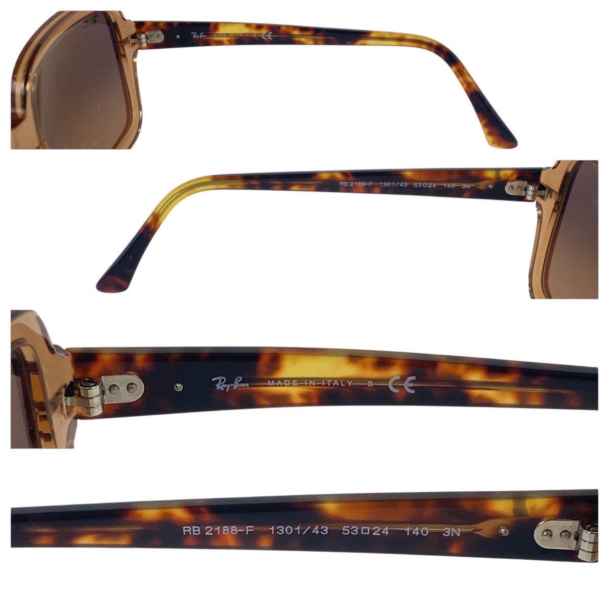 19357
Ray-Ban レイバン ブラウン マルチカラー プラスチック RB2188 1301 43 53□24 サングラス スクエア  レディース AB10