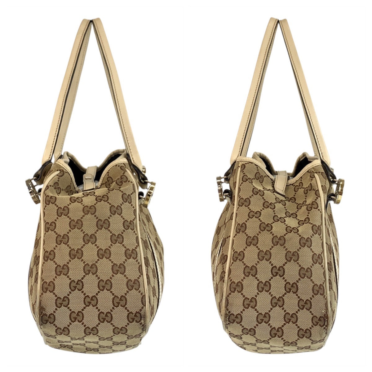 19358
GUCCI グッチ ベージュ アイボリー GGキャンバス / レザー 232963 トートバッグ ショルダーバッグ  レディース AB20